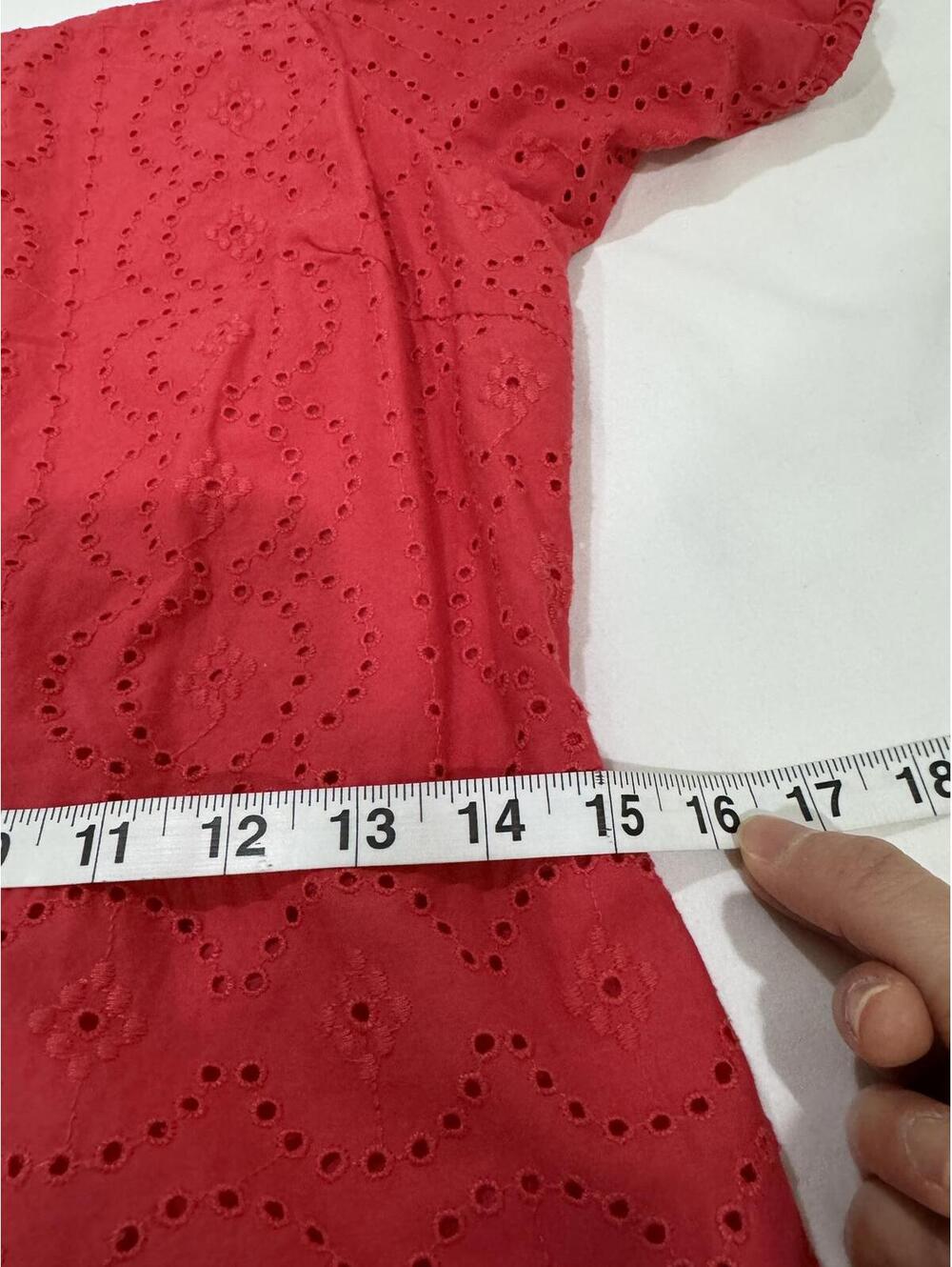 Ann Taylor Red Eyelet Puff Sleeve Peplum Cottagecore Square Neck Top- Size Small - Picture 8 of 9
